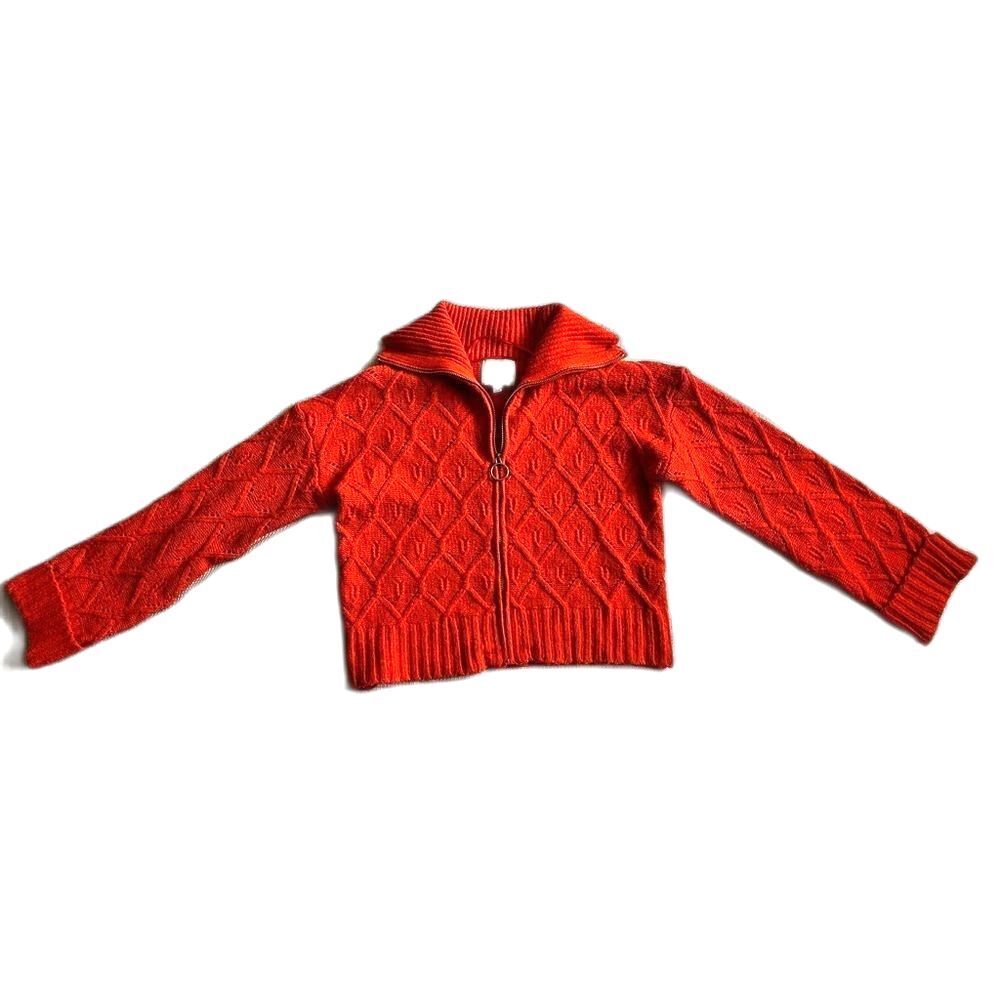 Pink Rose Women’s Orange Cozy Turtleneck Knit Full Zip Up Sweater Size XS